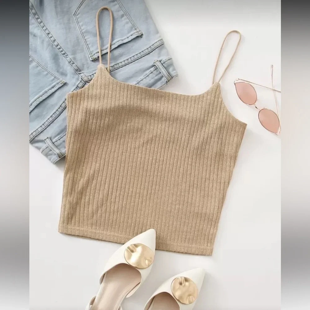 SHEIN Tan Ribbed Tank Top - Picture 1 of 7